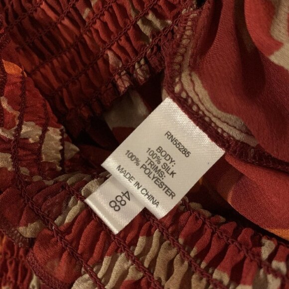 Express. Sz Large. Silk Blouson BOHO Peasant Lined Semi Sheer Chiffon Top. B55 - Picture 8 of 8